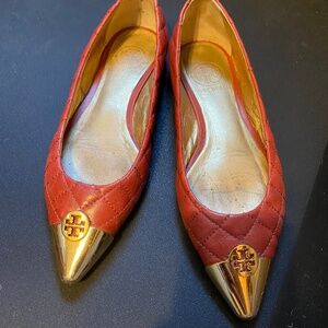 Tory Burch red quilted flats